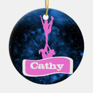 Customizeable  Cheerleader stunt ornament