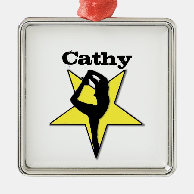 Customizeable Cheerleader yellow star ornament (Front)