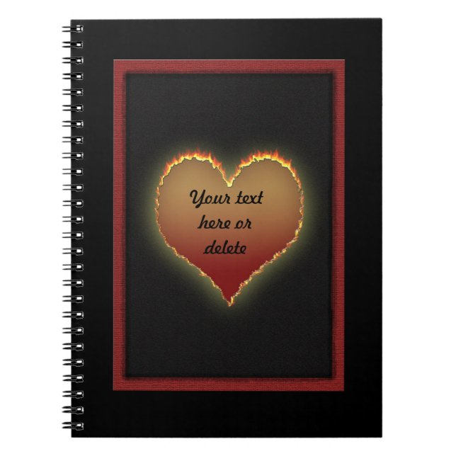 Customizeable Flaming Heart Notebook (Front)