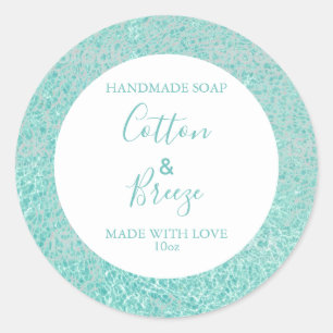 Customizeable Soap Label Floral Pattern Aqua