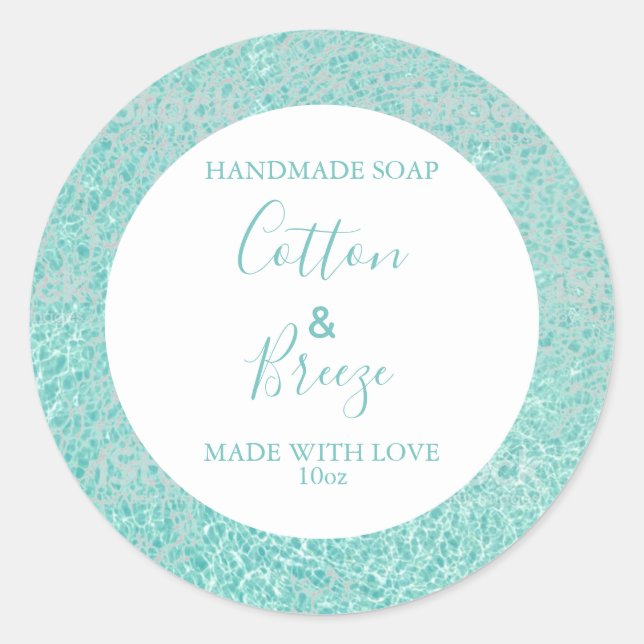 Customizeable Soap Label Floral Pattern Aqua (Front)