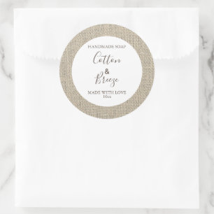 Customizeable Soap Label Floral Pattern Burlap
