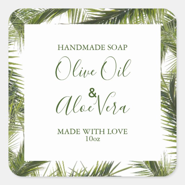 Customizeable Soap Label Floral Pattern Leaves (Front)