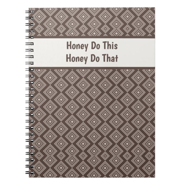 Customizeable Stylish Brown Geometric Pattern  Notebook (Front)
