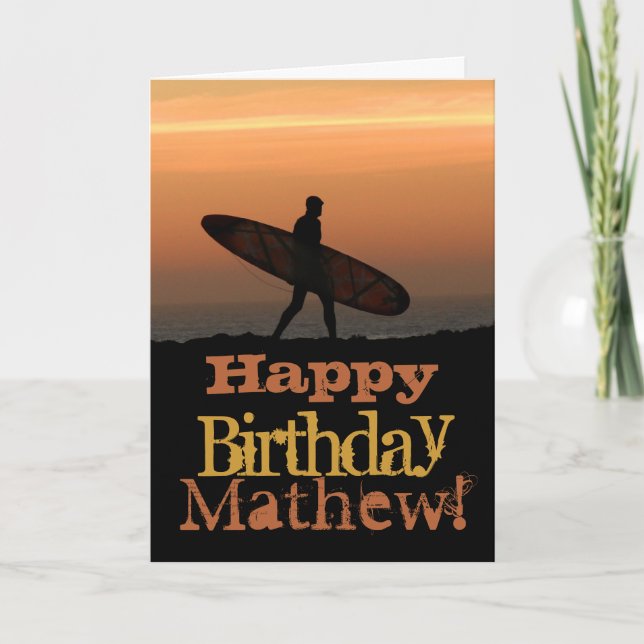 Customizeable Surfer Birthday Card (Front)