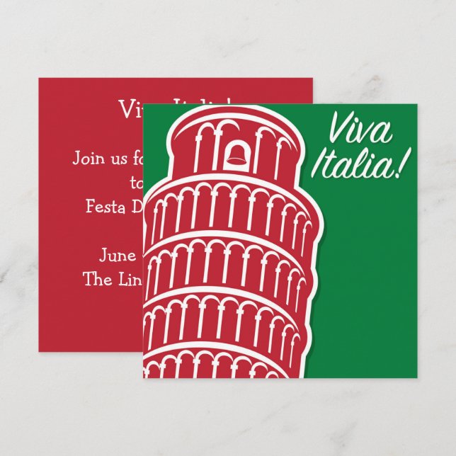 Customizeable Viva Italia Patriotic Italy Invitation (Front/Back)