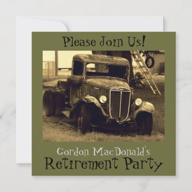 CustomizeableAntique Truck Retirement Party Invite (Front)