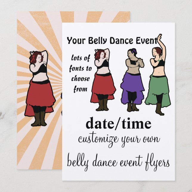 Customizeably belly dance event invitation (Front/Back)