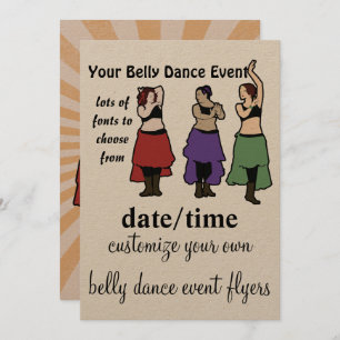 Customizeably belly dance event invitation