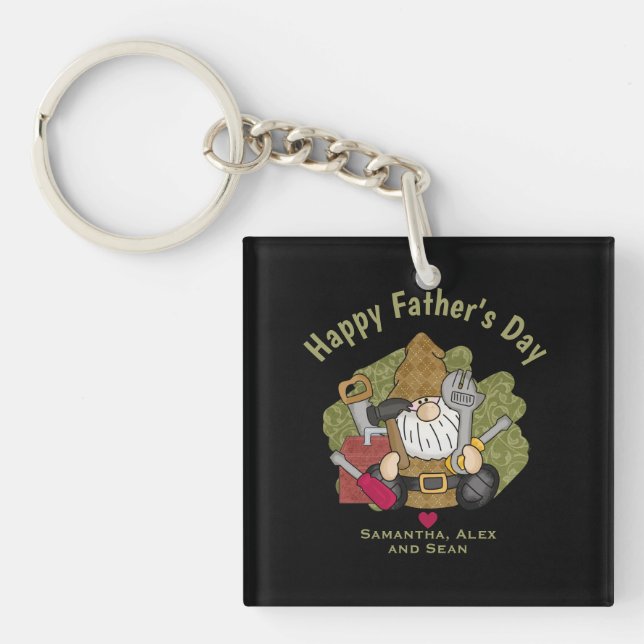 Customized and Personalized Handyman Garden Gnome Key Ring (Front)