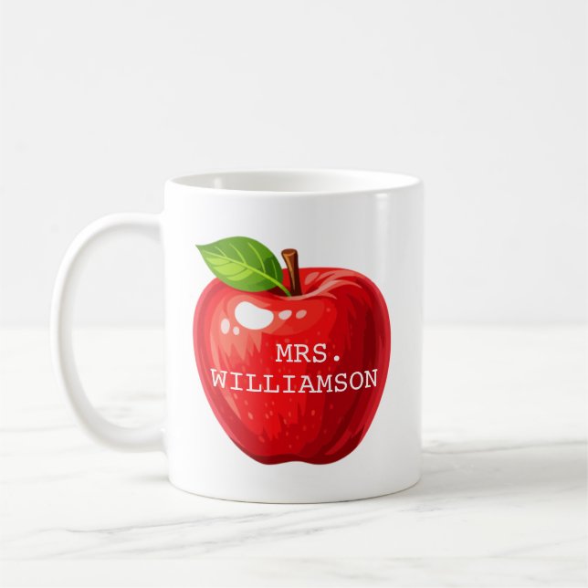Customized Apple Teacher Gift Coffee Mug (Left)