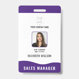 Customized Bar Code, Logo, Name, Photo Employee ID Badge