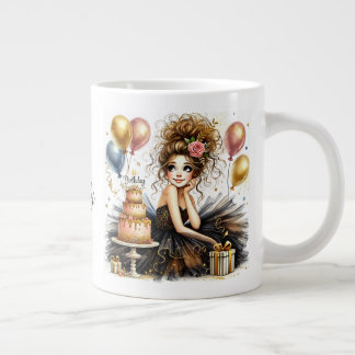 Customized Beautiful Birthday Girl Large Coffee Mug
