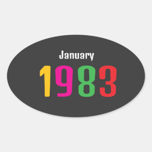 Customized Birthday Month and Year Gift Oval Sticker