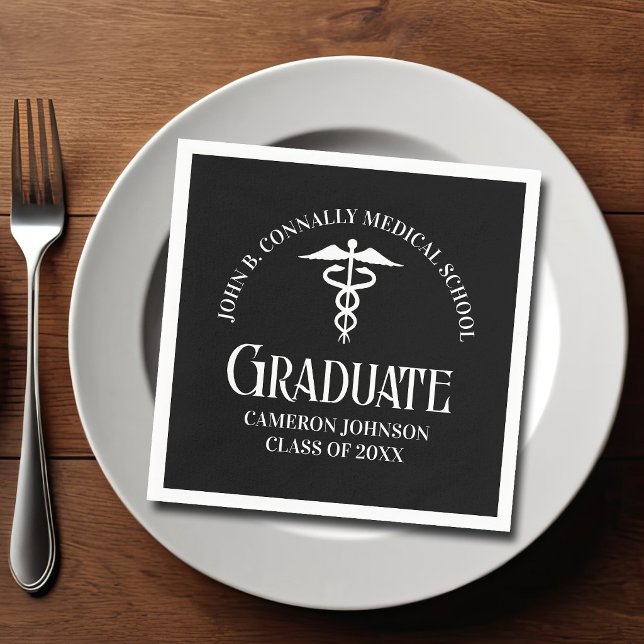 Customized Black Medical School Graduation Party Napkin (Creator Uploaded)
