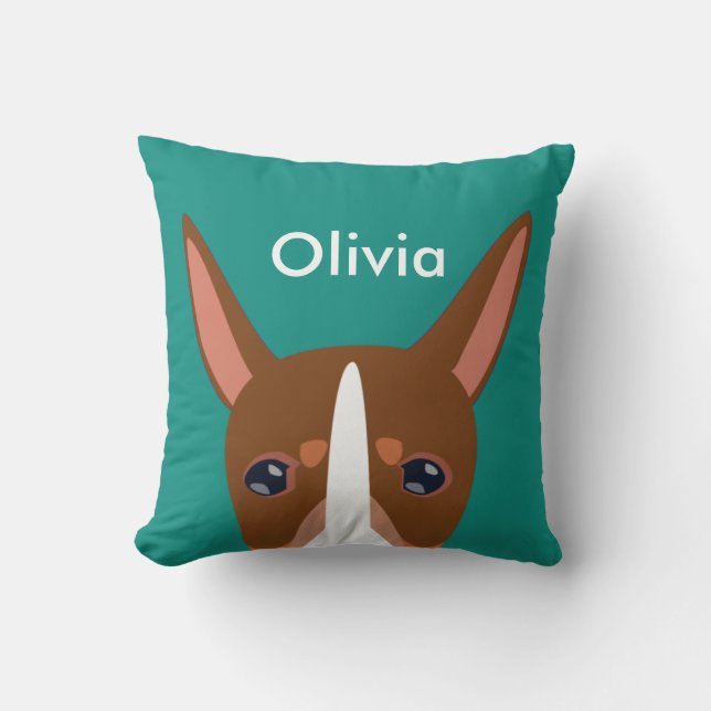 Customized Brown Podenco Orito Dog Face  Cushion (Front)