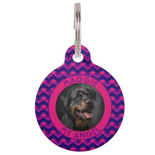 Customized Cat Dad Gift Chevron Print Pet Tag (Front)