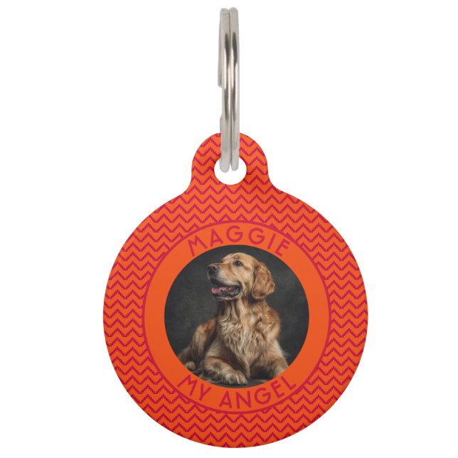 Customized Cat Lover Present Chevron Pet Tag (Front)