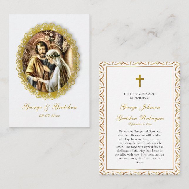 Customized Catholic Wedding Prayer Card (Front/Back)