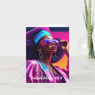 Customized Chic African-American Woman Graduation Card