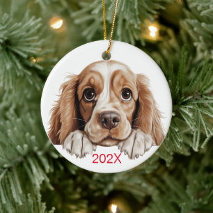 Customized Christmas Cocker Dog Ceramic Tree Decoration