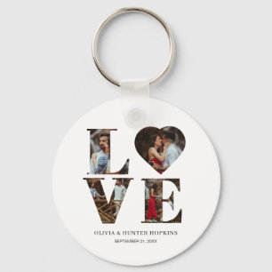 Customized Couple Love Heart 4 Photo Key Ring