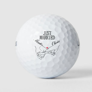 Customized Couple Name Just Married Pinky Promise Golf Balls