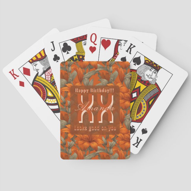 Customized Custom Lilies Floral Custom Birthday Playing Cards (Back)