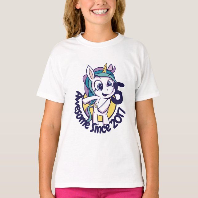 CUSTOMIZED CUTE BIRTHDAY UNICORN CARTOON T-Shirt (Front)