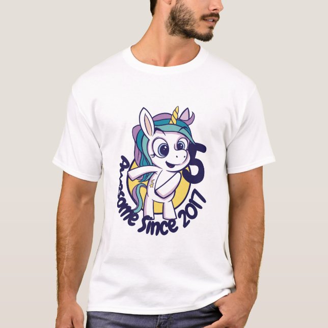 CUSTOMIZED CUTE BIRTHDAY UNICORN CARTOON T-Shirt (Front)