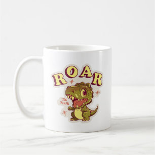 CUSTOMIZED DINOSAUR BIRTHDAY KIDS ROAR I'M FOUR COFFEE MUG