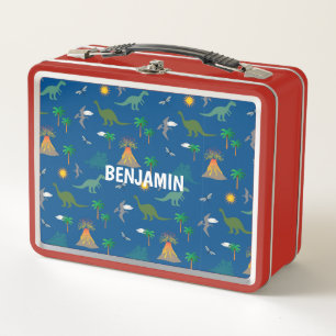 CUSTOMIZED DINOSAUR KID'S RED LUNCH BOX