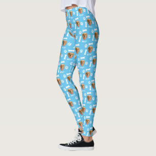 Customized Dog Pet Photo & Name Blue Leggings