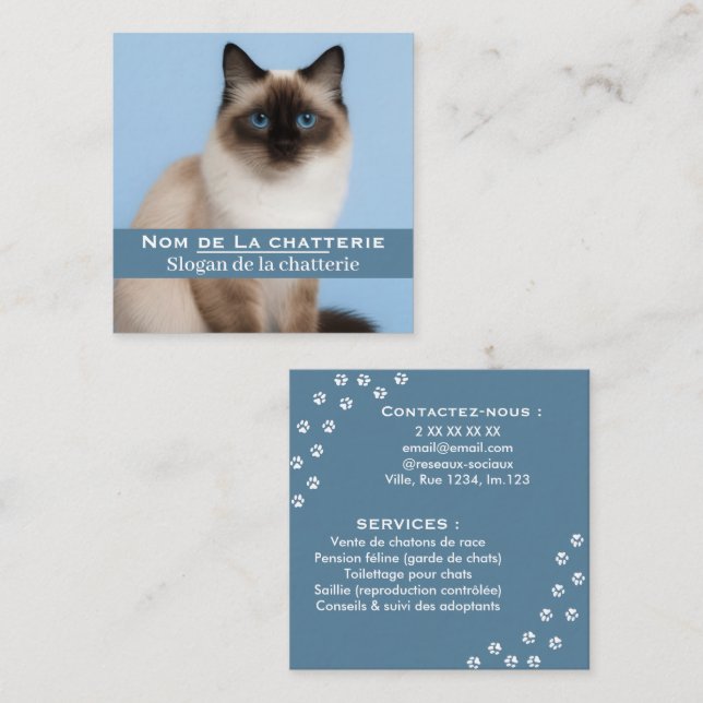Customized elegant cat breeder business card (Front/Back)