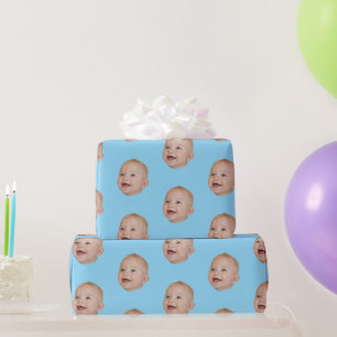 Customized Face 1st 10th 20th 30th Birthday Party Wrapping Paper