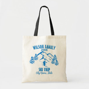 Customized Family Ski Trip Men's Basic T-Shirt Tote Bag
