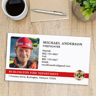 Customized Fire Department Logo Firefighter Photo Business Card