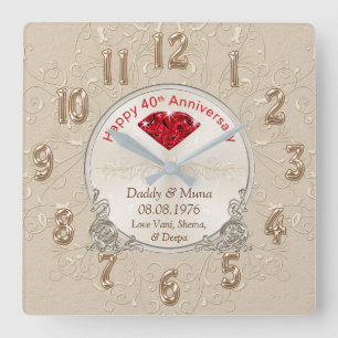 Customized Fortieth Wedding Anniversary Gift CLOCK