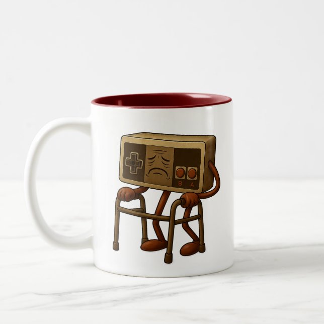 Customized Funny Old Gamer - Retro Video Game  Two-Tone Coffee Mug (Left)