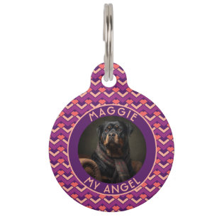 Customized Fur Dad Gift Chevron Pattern Pet Tag