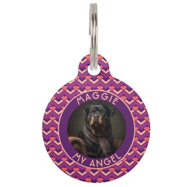 Customized Fur Dad Gift Chevron Pattern Pet Tag (Front)