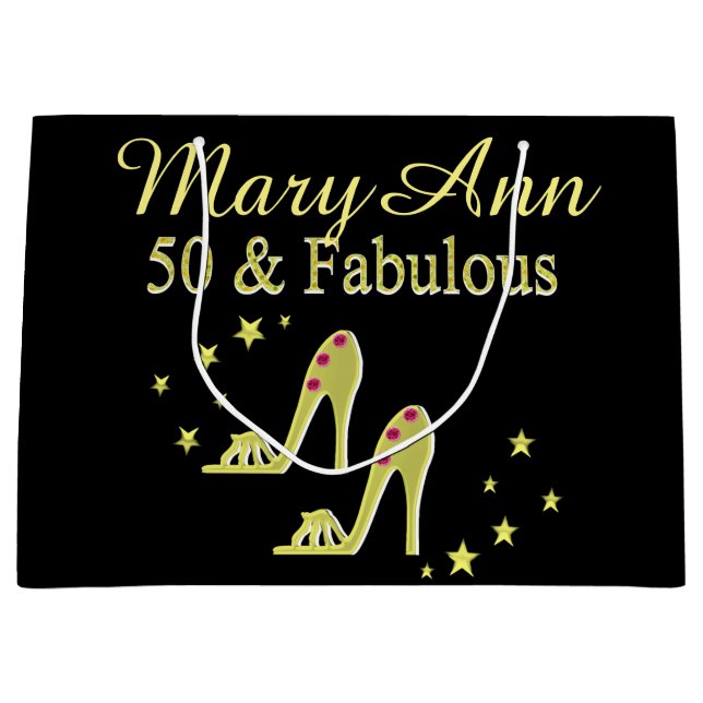 CUSTOMIZED GOLD 50 & FABULOUS SHOE QUEEN GIFT BAG (Front)