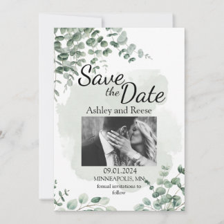 CUSTOMIZED GREENERY WEDDING SAVE THE DATES INVITATION