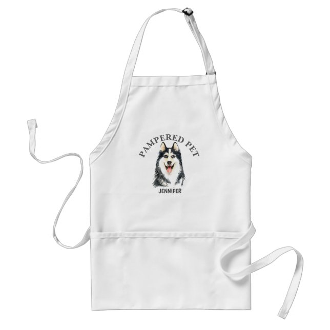 Customized Husky Pet Groomer Apron (Front)