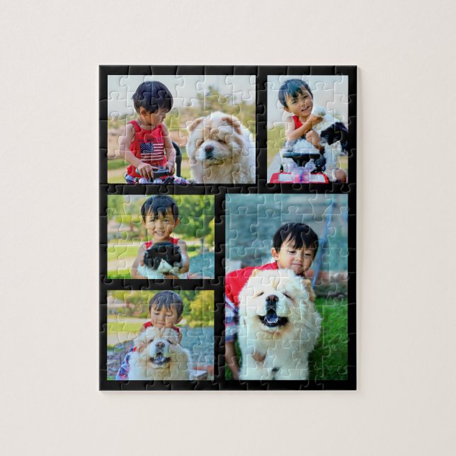 Customized Image Collage 5 Photo Jigsaw Puzzle (Vertical)