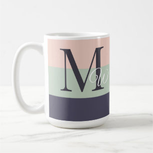 Customized Initials & Monogram Purple Colorblock  Coffee Mug