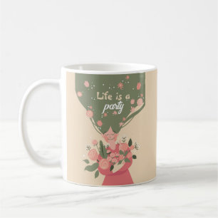 CUSTOMIZED LIFE IS A PARTY SPRING FLORAL COFFEE MUG