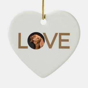 Customized Love Dog Photo Heart Shaped Ornament