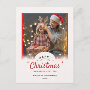 Customized Merry Christmas & Happy New Year Photo Holiday Postcard