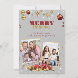 CUSTOMIZED MERRY CHRISTMAS ORNAMENT HOLIDAY CARD